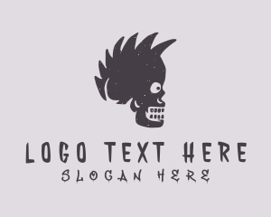 Hip Hop - Skull Mohawk Tattoo logo design