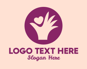 Romantic - Purple Heart & Hand logo design