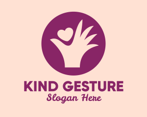 Gesture - Purple Heart & Hand logo design
