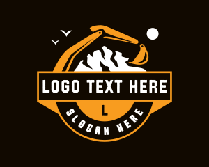 Construction - Excavator Machine Mountain logo design