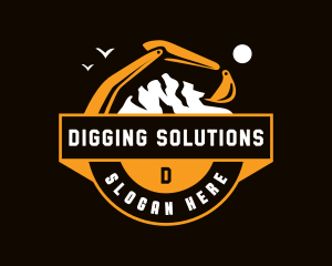 Excavator Machine Mountain logo design