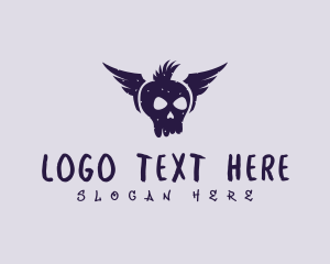 Monochrome - Skull Wing Punk logo design