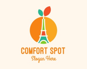 Orange Fruit Eiffel Tower logo design