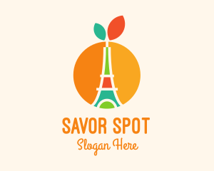 Orange Fruit Eiffel Tower logo design