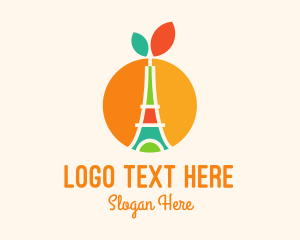 Fresh Fruit - Orange Fruit Eiffel Tower logo design