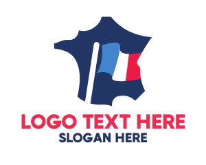 French - France Flag Map logo design