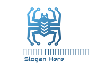 Antivirus - Blue Digital Web Spider logo design