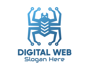 Web - Blue Digital Web Spider logo design