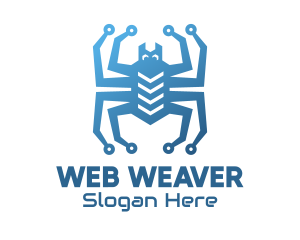 Spider - Blue Digital Web Spider logo design