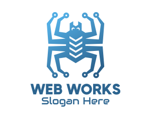 Web - Blue Digital Web Spider logo design