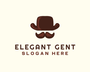 Gentleman - Mustache Gentleman Hat logo design