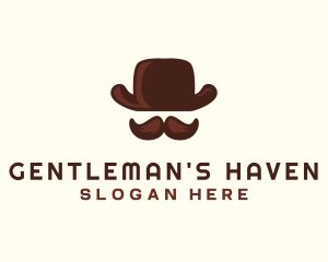 Mustache Gentleman Hat logo design