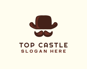 Mustache Gentleman Hat logo design