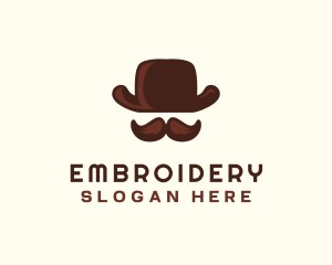 Mustache Gentleman Hat logo design