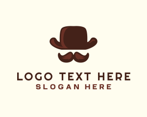 Cane - Mustache Gentleman Hat logo design