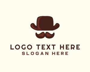 Mustache Gentleman Hat Logo