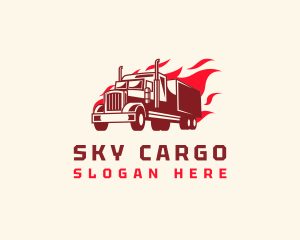 Flaming Truck Transport logo design