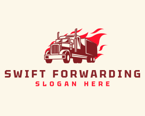 Flaming Truck Transport logo design