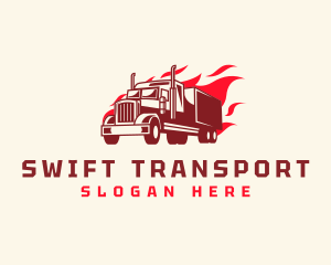 Flaming Truck Transport logo design