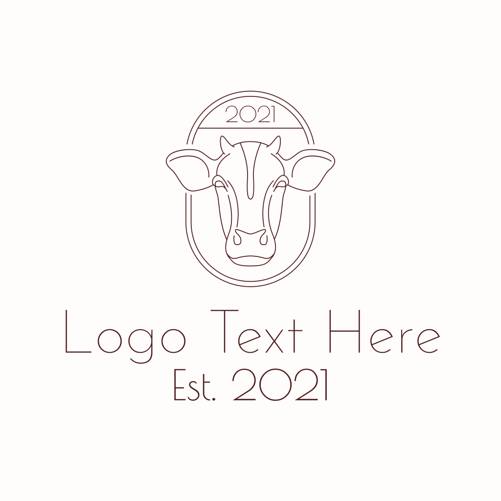 Cow Head Line Art Logo BrandCrowd Logo Maker