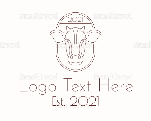 Cow Head Line Art Logo