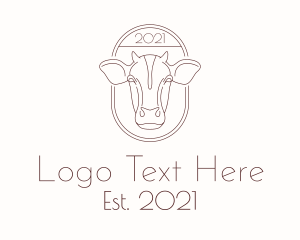 Meat Shop - Cow Head Line Art logo design