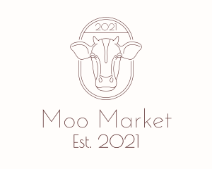 Cow - Cow Head Line Art logo design