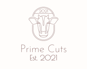 Beef - Cow Head Line Art logo design
