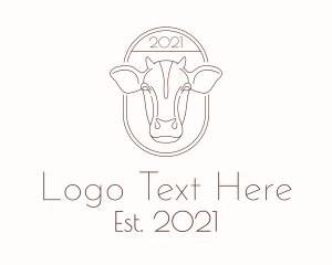 Cow Head Line Art  logo design