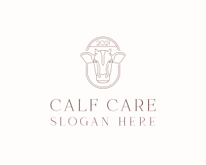 Calf - Cow Head Line Art logo design