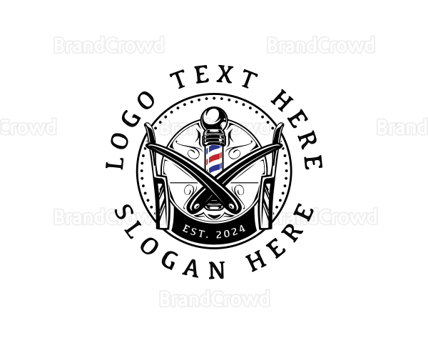 Barber Razor Groomer Logo