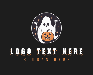 Halloween Party - Pumpkin Alien Ghost logo design