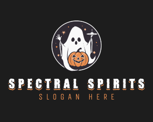 Pumpkin Alien Ghost logo design