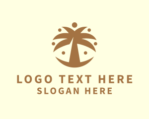 Brown Circle - Round Palm Tree logo design