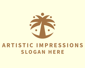 Round Palm Tree logo design