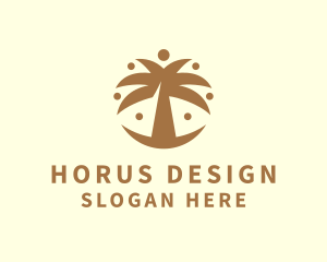 Round Palm Tree logo design