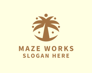 Round Palm Tree logo design