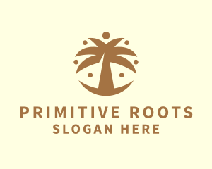 Primitive - Round Palm Tree logo design