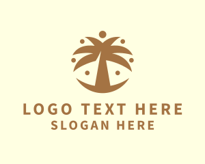 Primitive - Round Palm Tree logo design