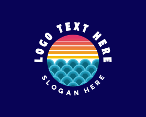 Waves - Ocean Waves Sunset logo design