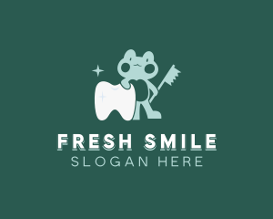 Toothbrush - Sparkling Frog Tooth logo design