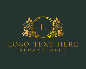 Floral Leaf  Wreath logo design