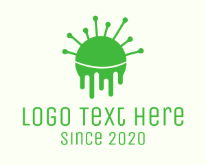 Microbiologist - Green Dripping Virus logo design