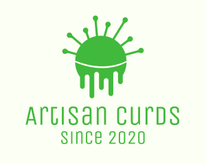 Green Dripping Virus logo design