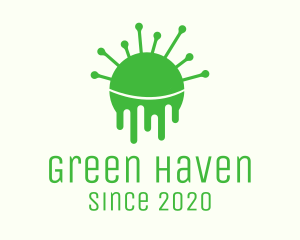 Green Dripping Virus logo design