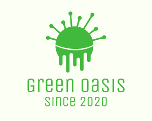 Green Dripping Virus logo design