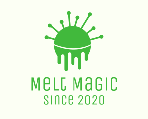 Melt - Green Dripping Virus logo design