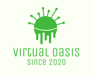 Green Dripping Virus logo design