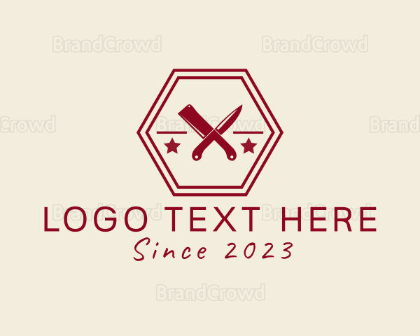 Butcher Knife Hexagon Logo