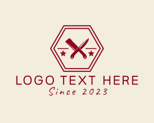 Meal Delivery - Butcher Knife Hexagon logo design